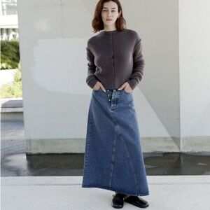 GANNI Long Denim Skirt with Button Details | EU Sz 36